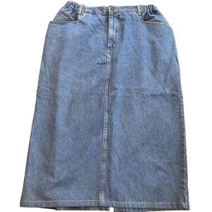Denim & Co vintage jean skirt size 31” slit in back elastic waist